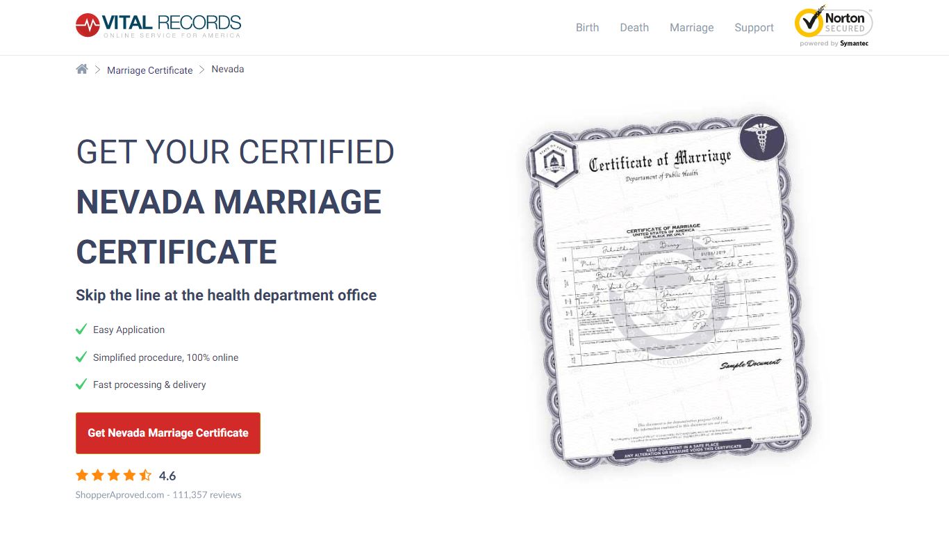 Official Nevada Marriage Certificate | Get Your Marriage Records